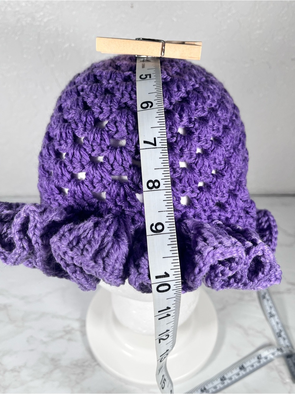 Purple Crochet Ruffle Beanie - Picture 8 of 8